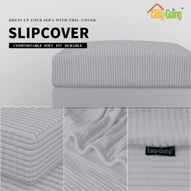 Easy-Going Stretch Chair Cushion Cover Sofa Cushion Furniture Protector Sofa Seat Sofa Slipcover Sofa Cover Soft Flexibility with Elastic Bottom(Chair Cushion, Silver Gray) - Image 3